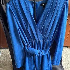 Aqua Long Sleeve Royal Blue Dress